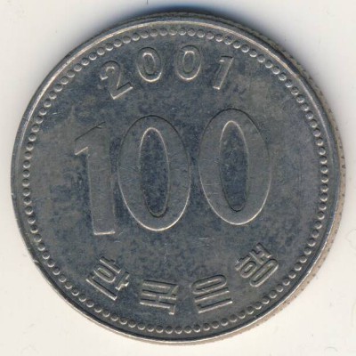 Южная Корея, 100 вон (2001 г.)