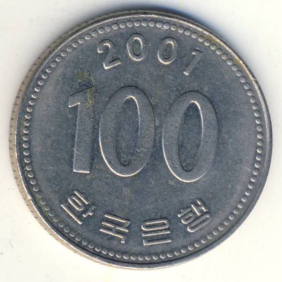 Южная Корея, 100 вон (2001 г.)