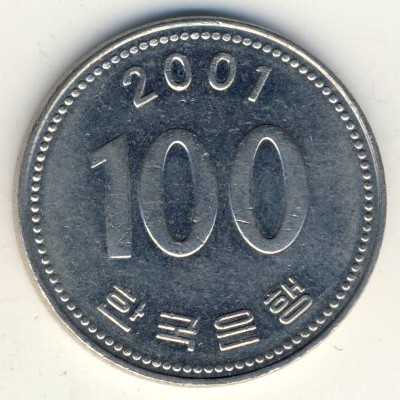 Южная Корея, 100 вон (2001 г.)