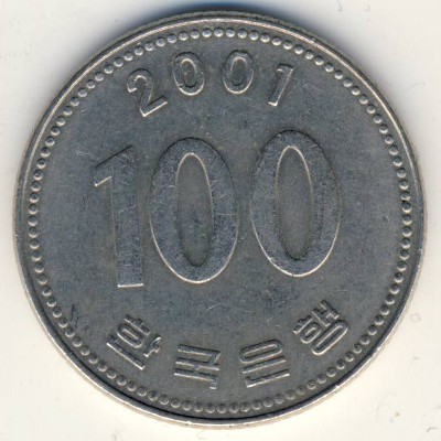 Южная Корея, 100 вон (2001 г.)