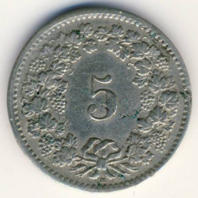 Швейцария, 5 раппенов (1850–1877 г.)