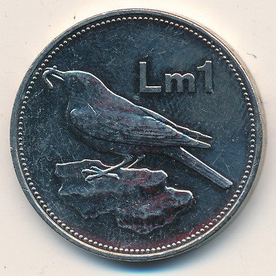 Malta, 1 lira, 1986