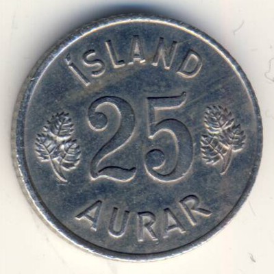 Iceland, 25 aurar, 1966