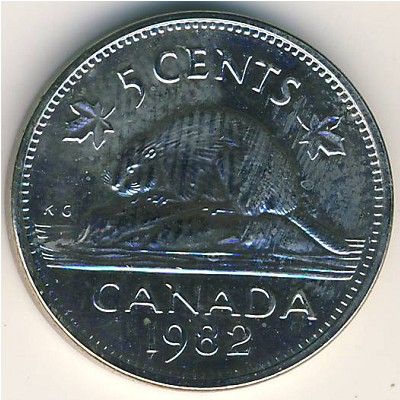 Канада, 5 центов (1982–1989 г.)