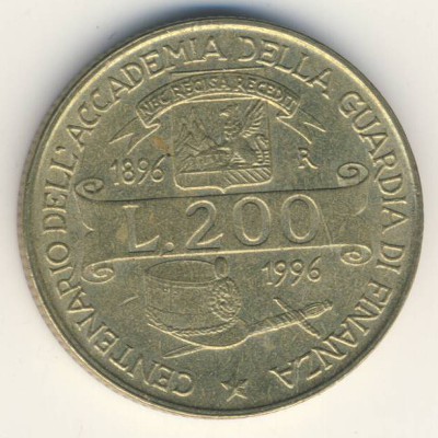 Italy, 200 lire, 1996