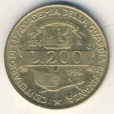 Италия, 200 лир (1996 г.)