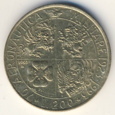 Италия, 200 лир (1993 г.)