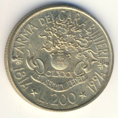 Италия, 200 лир (1994 г.)