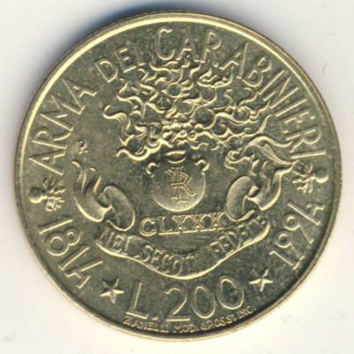 Италия, 200 лир (1994 г.)