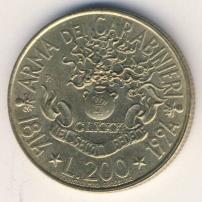 Италия, 200 лир (1994 г.)