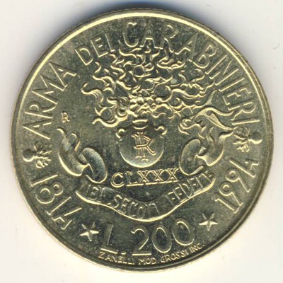 Италия, 200 лир (1994 г.)