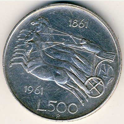 Italy, 500 lire, 1961