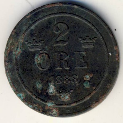 Швеция, 2 эре (1888 г.)