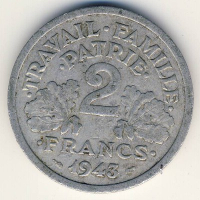 Франция, 2 франка (1943 г.)