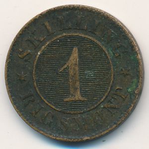 Дания, 1 скиллинг ригсмонт (1856 г.)