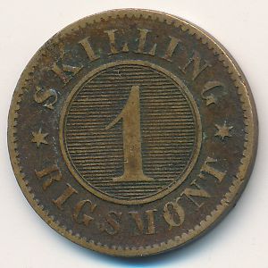 Denmark, 1 skilling rigsmont, 1856