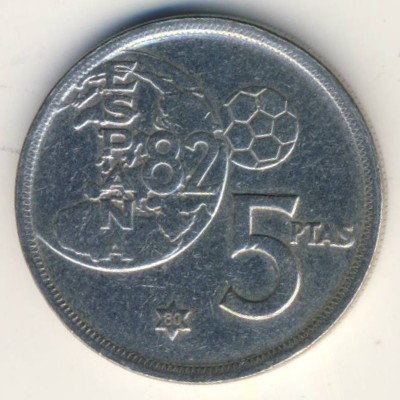 Spain, 5 pesetas, 1980