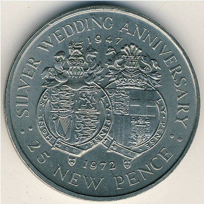 Gibraltar, 25 new pence, 1972