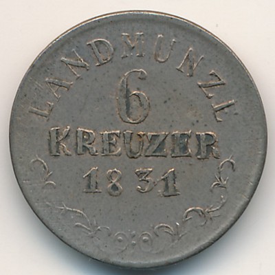 Саксен-Мейнинген, 6 крейцеров (1831 г.)