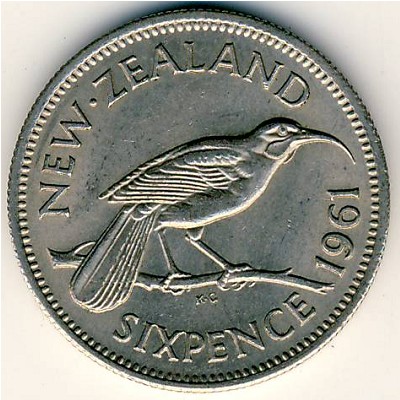 Новая Зеландия, 6 пенсов (1955–1965 г.)