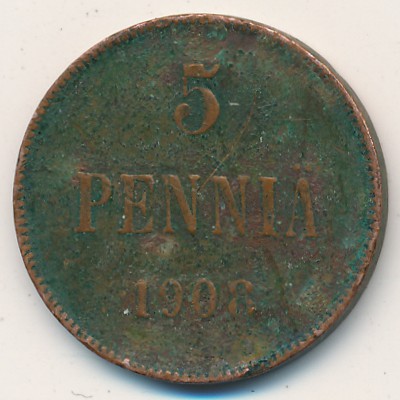 Финляндия, 5 пенни (1908 г.)