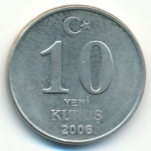 Turkey, 10 new kurus, 2006