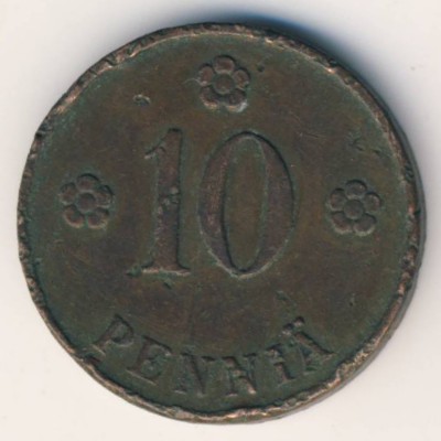 Finland, 10 pennia, 1921