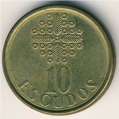 Portugal, 10 escudos, 1986–2000
