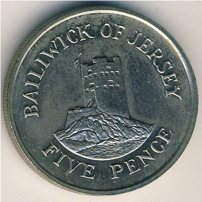 Jersey, 5 pence, 1983–1988