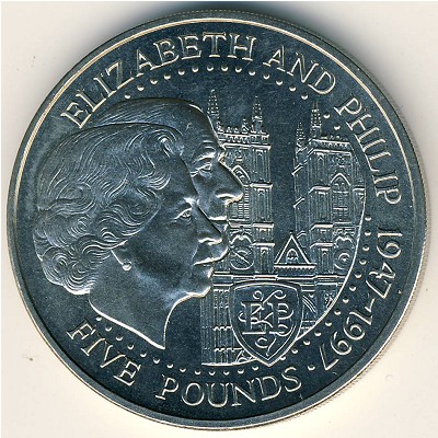 Guernsey, 5 pounds, 1997