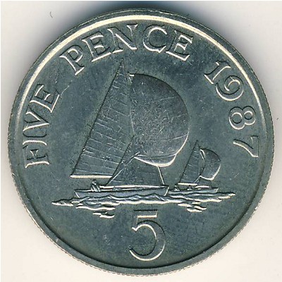 Guernsey, 5 pence, 1985–1990 Guernsey, 5 pence, 1985–1990