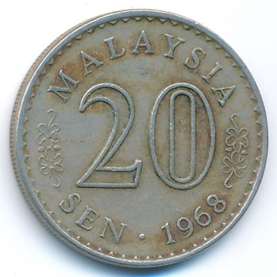 Malaysia, 20 sen, 1968