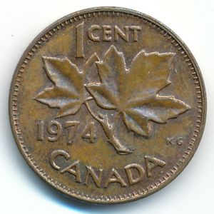 Канада, 1 цент (1974 г.)