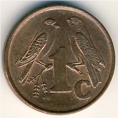 South Africa, 1 cent, 1997–2000