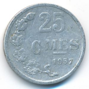 Luxemburg, 25 centimes, 1957