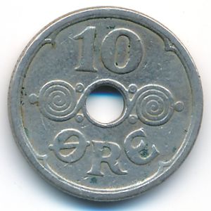 Denmark, 10 ore, 1924