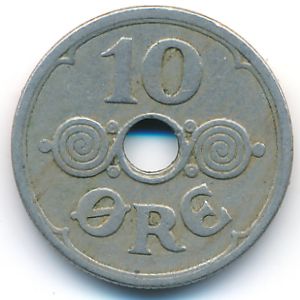 Denmark, 10 ore, 1929