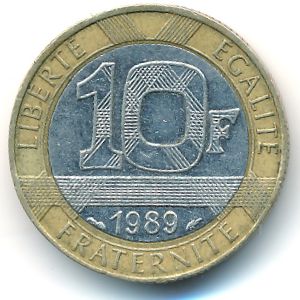 Франция, 10 франков (1989 г.)
