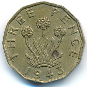 Great Britain, 3 pence, 1943