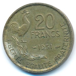 France, 20 francs, 1951