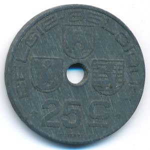 Belgium, 25 centimes, 1944