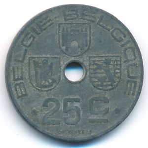 Belgium, 25 centimes, 1946