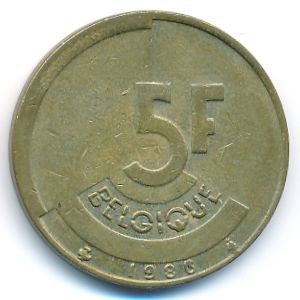 Belgium, 5 francs, 1986