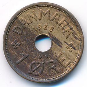 Denmark, 1 ore, 1938