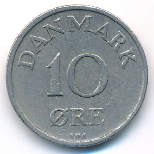 Denmark, 10 ore, 1954
