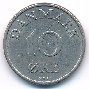 Denmark, 10 ore, 1954