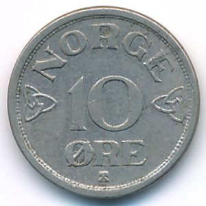 Norway, 10 ore, 1954