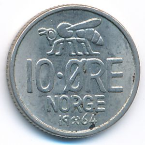 Норвегия, 10 эре (1964 г.)