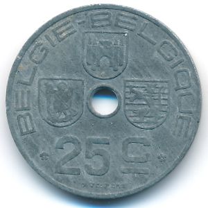 Belgium, 25 centimes, 1944