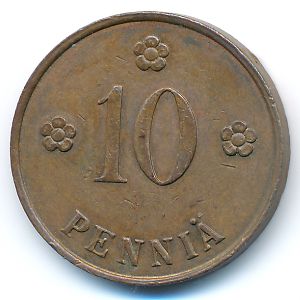 Finland, 10 pennia, 1929
